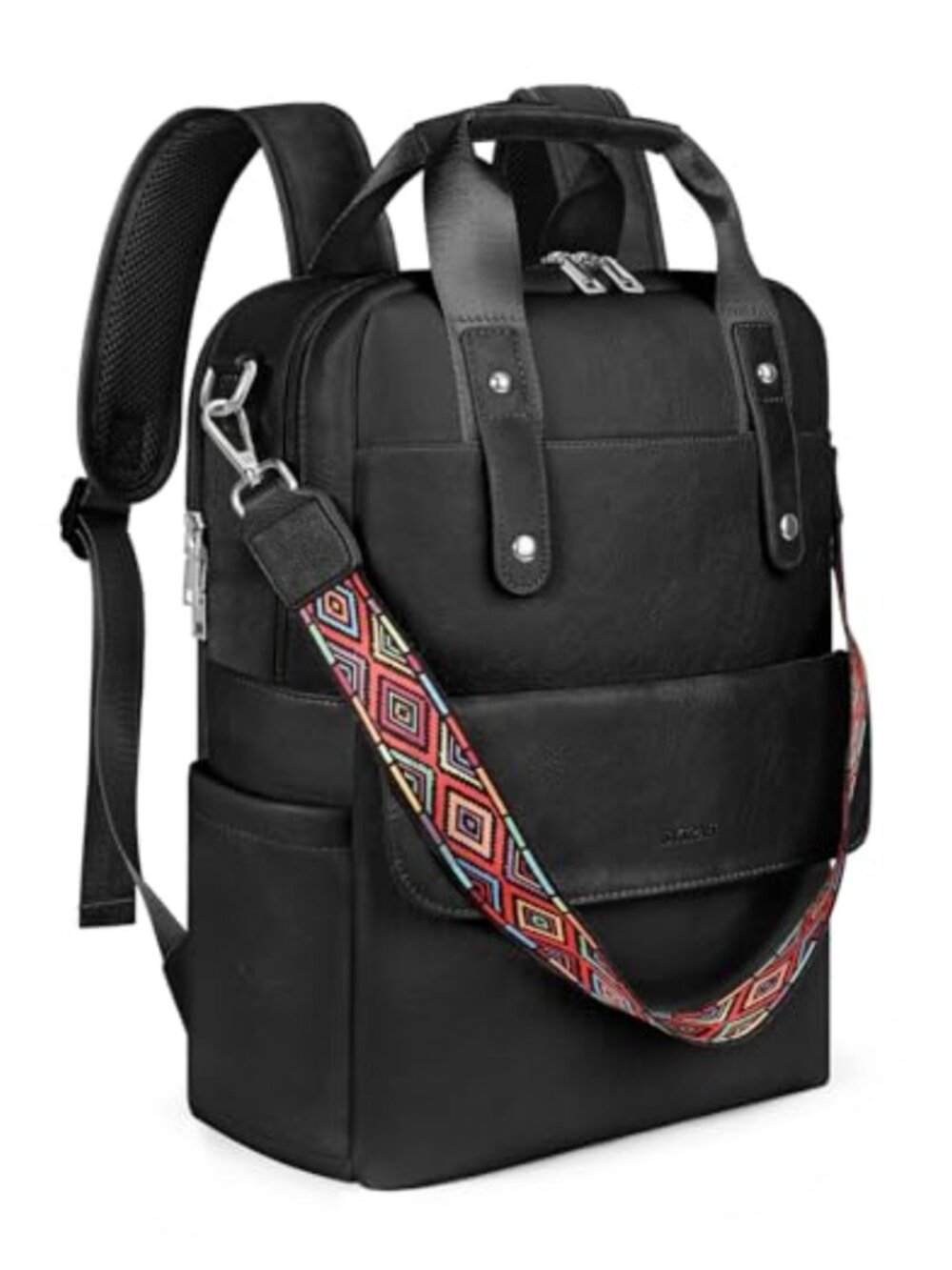 Faux Leather Laptop Backpack for Women - 15.6 inch Travel Bag